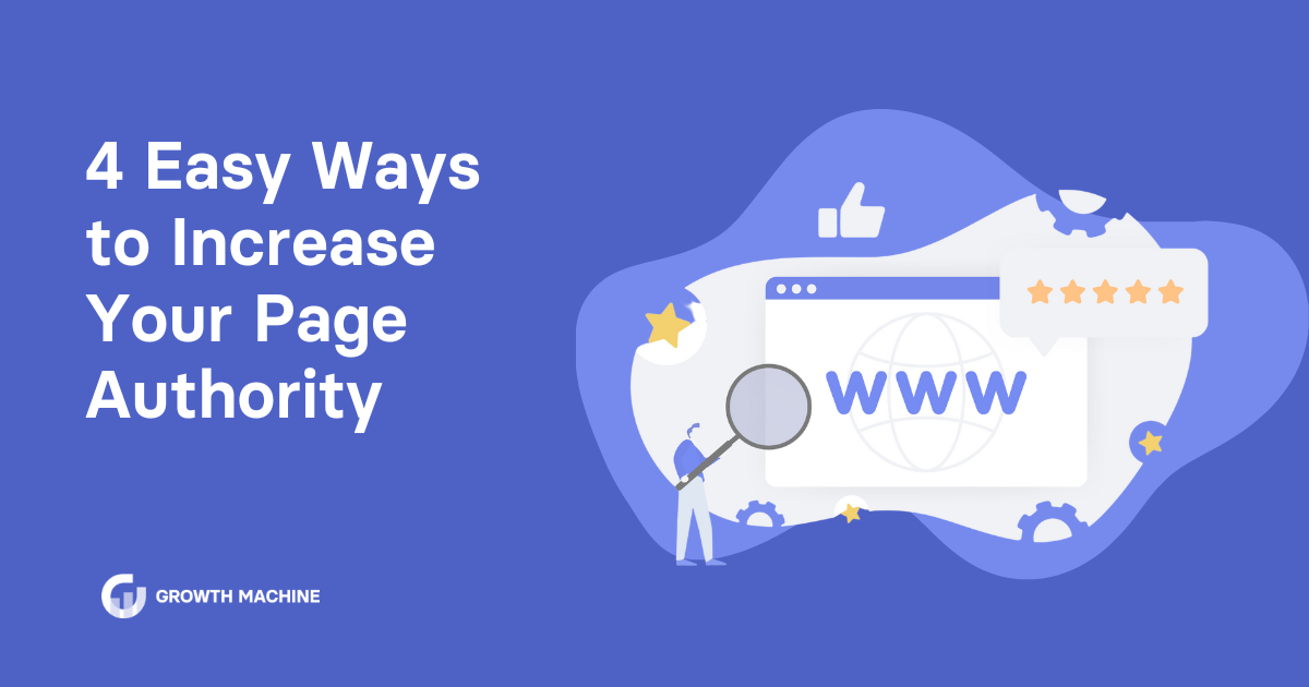 Page authority: Graphic of person examining website with a magnifying glass