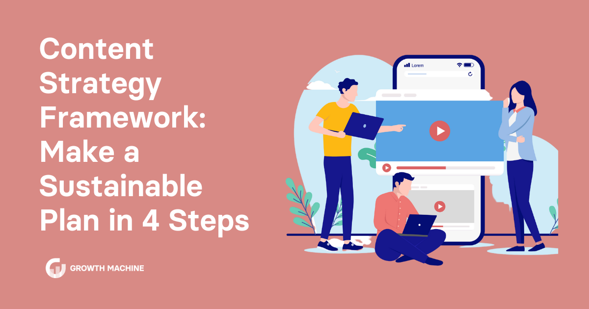 Content strategy framework: Graphic of employees planning video content