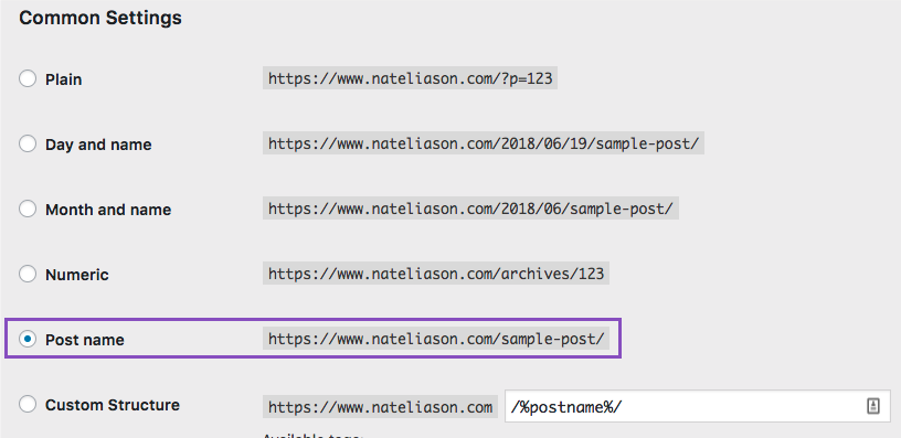 Wordpress change your article URL