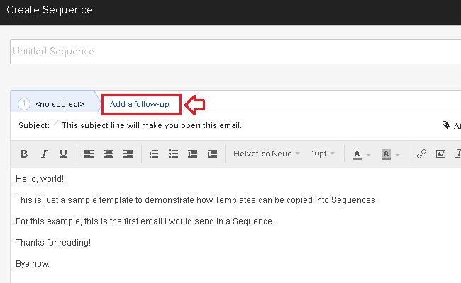 Drafting an email on an outreach email tool