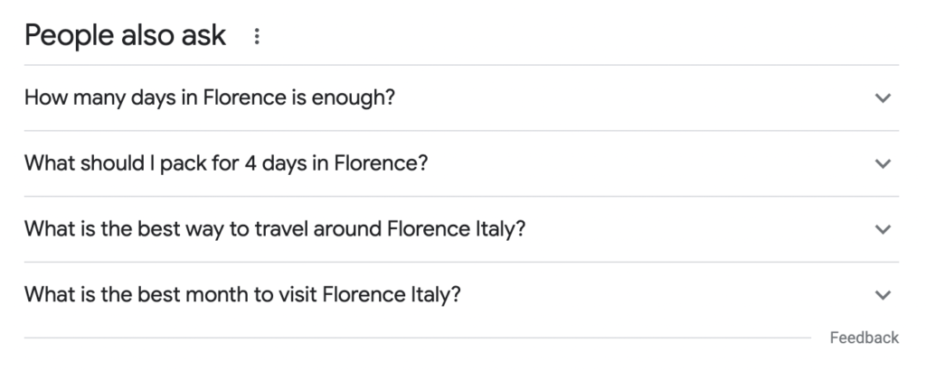 People also search for: Example of the "People also ask" section on Google